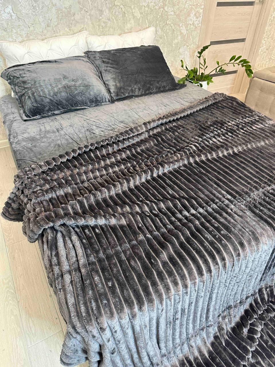 Плед плюшевый Шарпей евро 200х230 см Графит (Д-Am-sharp-008-01)