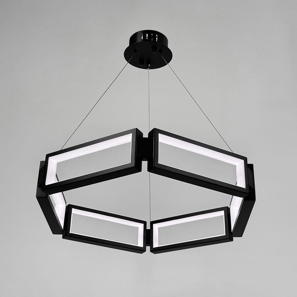 Люстра с cчерным zкольцом из прямоугольников Ø 60 см (MJ235-600)