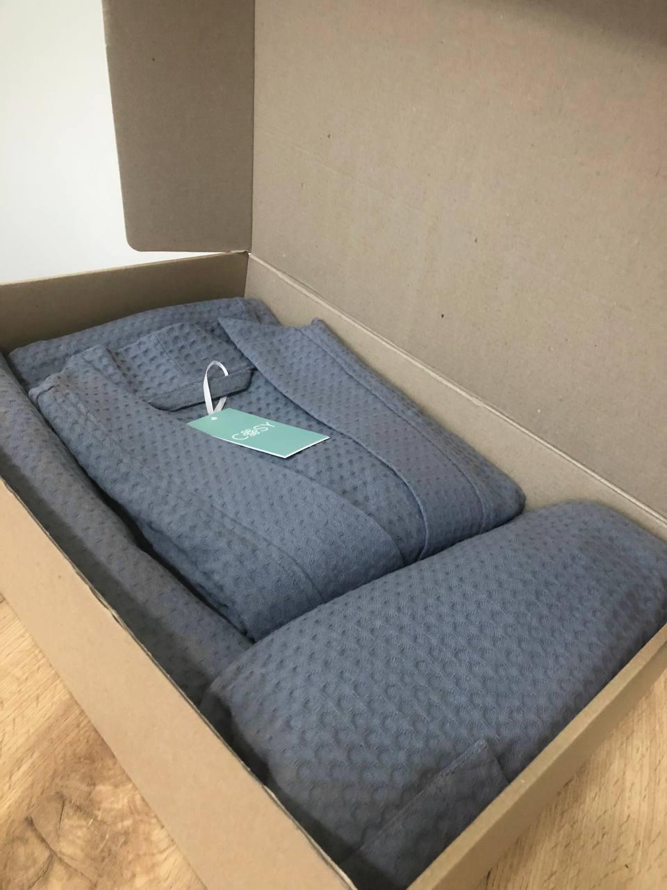 Подарунковий набір чоловічий COSY халат/кілт/рушник L Маренго (801N+703 + Cb211+к11COSY) - фото 4