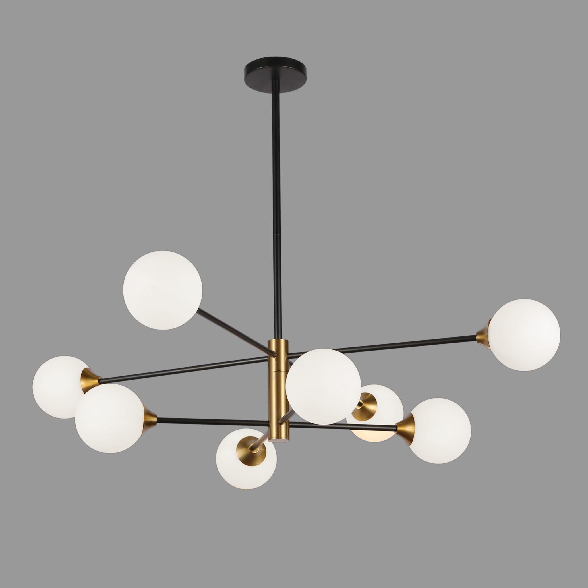 Люстра Atoms с белыми плафонами на 8 лампочек Черный