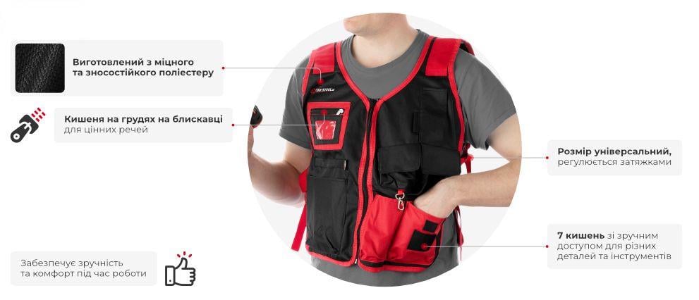 Жилет монтажника Intertool 7 кишень (32024) - фото 3 Жилет монтажника Intertool 7 кишень (32024) - фото 3