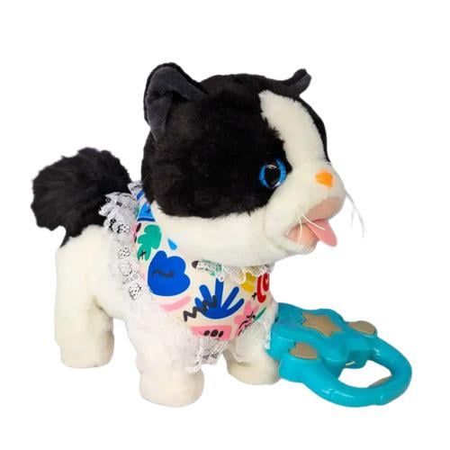 Игрушка интерактивная Пушистые друзья Котик на поводке на украинском языке Бело-черный (M 5842-3)