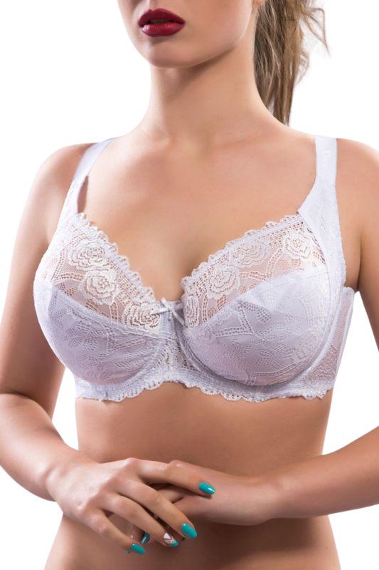 Бюстгальтер мереживний з чашкою F без поролону на широких бретелях Носи Своє 85F Білий (17001)