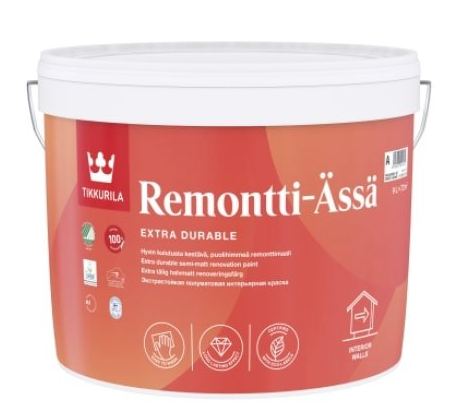 Краска интерьерная для стен и потолка TIKKURILA REMONTTI-ASSA База А 0,9 л (1424307536) - фото 1 Краска интерьерная для стен и потолка TIKKURILA REMONTTI-ASSA База А 0,9 л (1424307536) - фото 1