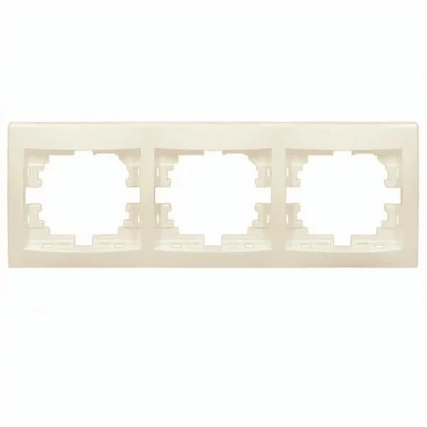 Рамка тримісна горизонтальна Lezard Mira без вставки Кремовий (00000000586)