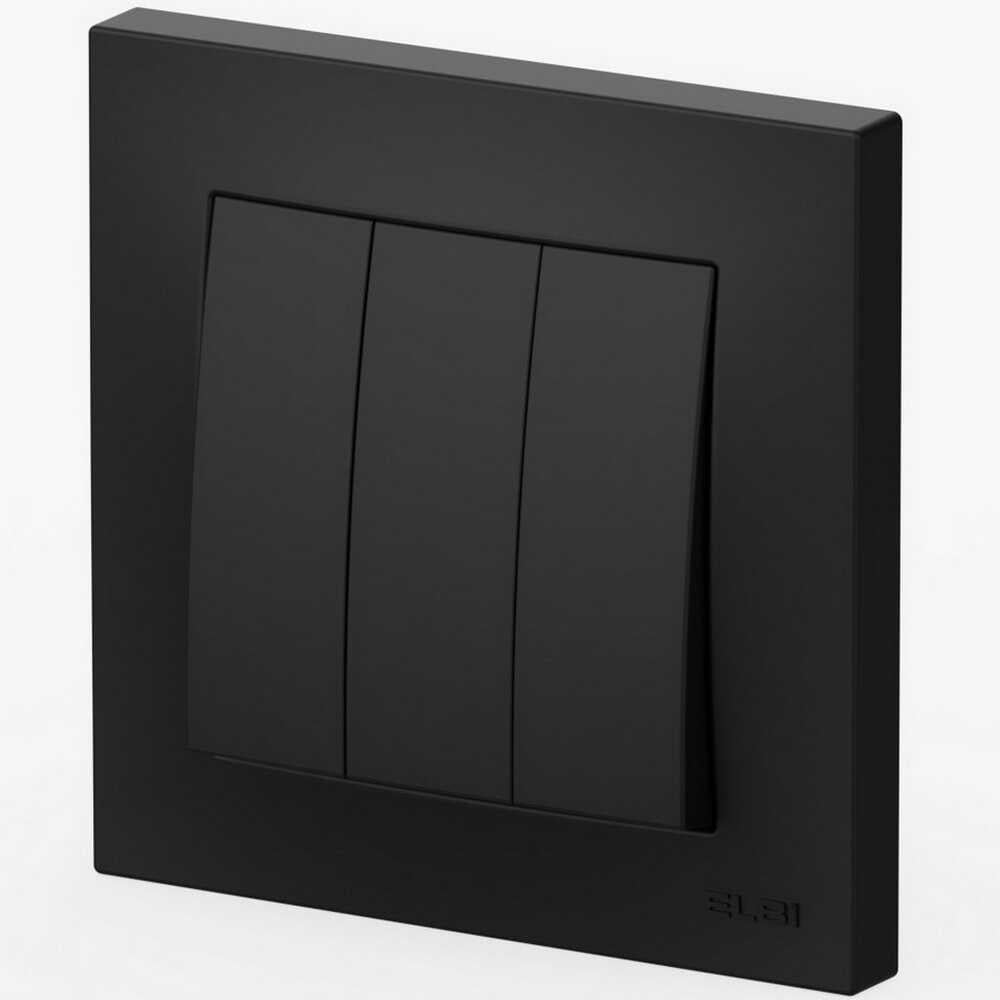 Выключатель трехклавишный EL-BI VEGA Черный матовый (510-014800-254)