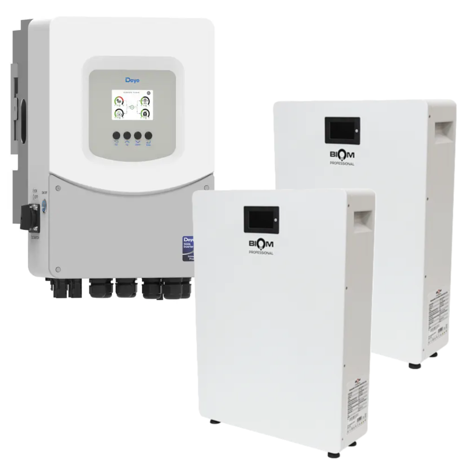 Комплект автономного питания Deye 6 кВт SUN-6K-SG06LP1-EU-BM2+2хBiom Professional BALFP-512100-V1 5,12 кВт·ч (660318)