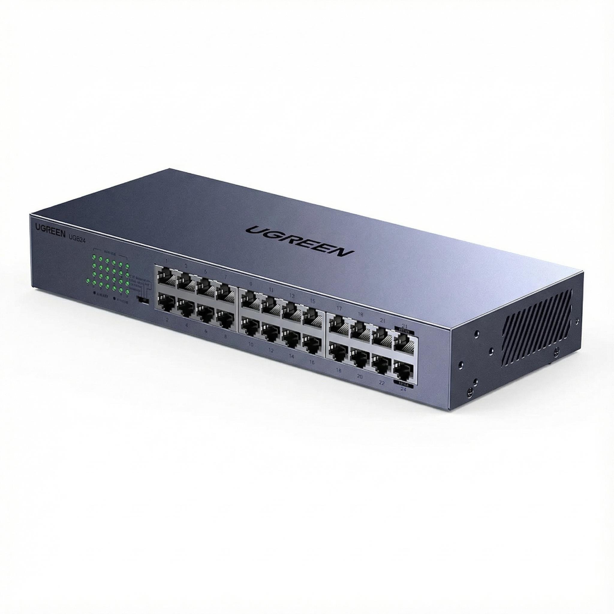 Коммутатор сетевой гигабитный Ugreen CM740 24 порта VLAN 293х118х44 мм Серый (35374)