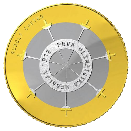 Коллекционная монета Словения 3 евро 2012 100 лет первой словенской олимпийской медали UNC KM#109 (М02979)