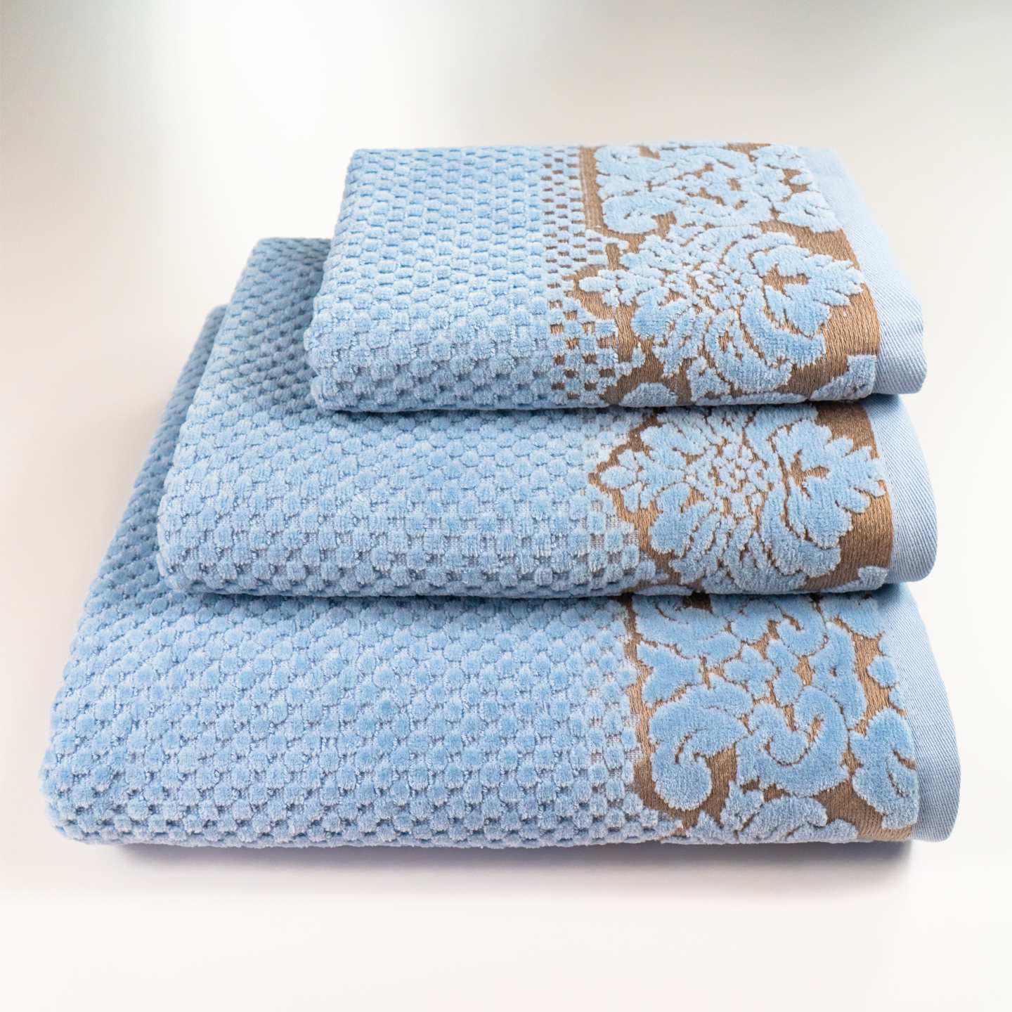 Комплект полотенец Damask жаккардовое с велюром 3 шт. Светло-синий (550-dv-k3-lblue)