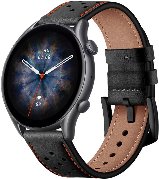 Ремешок кожаный Classico для Amazfit GTR 3 Black/Orange (23744-54)