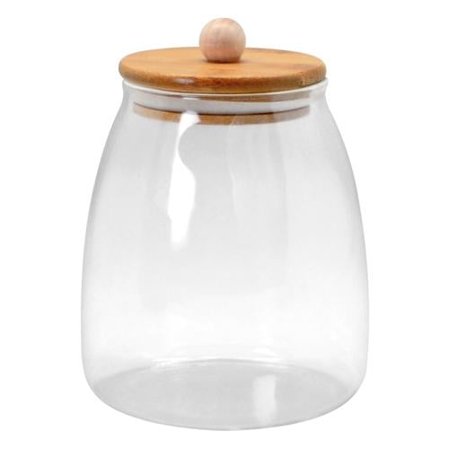 Банка стеклянная с бамбуковой крышкой Stenson TD00978-1,0 для сыпучих 1,0 л 12х13 см (552130)