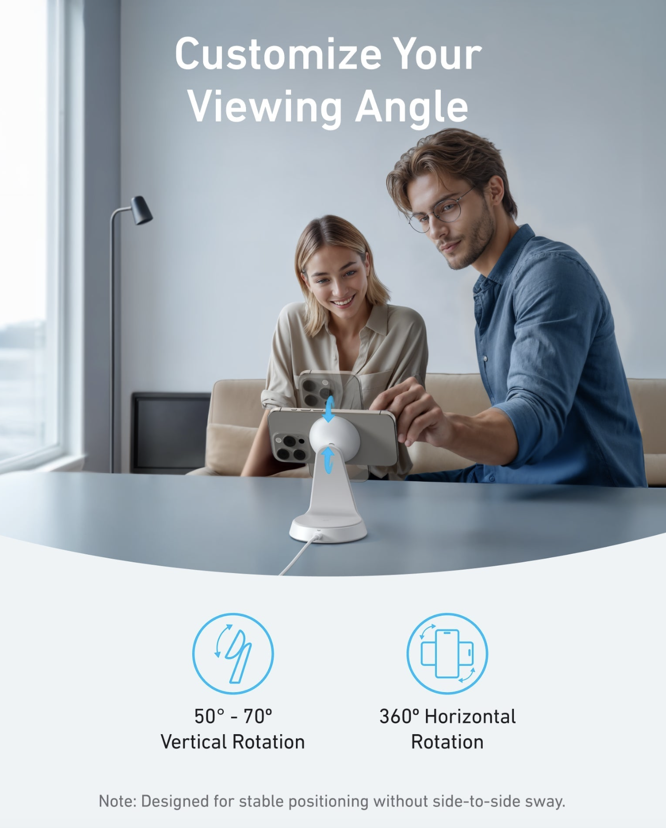 Зарядний пристрій Anker MagGo QI2 15W Wireless Charger 2in1 Dock Stand For iPhone 12-17 Series White - фото 5 Зарядний пристрій Anker MagGo QI2 15W Wireless Charger 2in1 Dock Stand For iPhone 12-17 Series White - фото 5