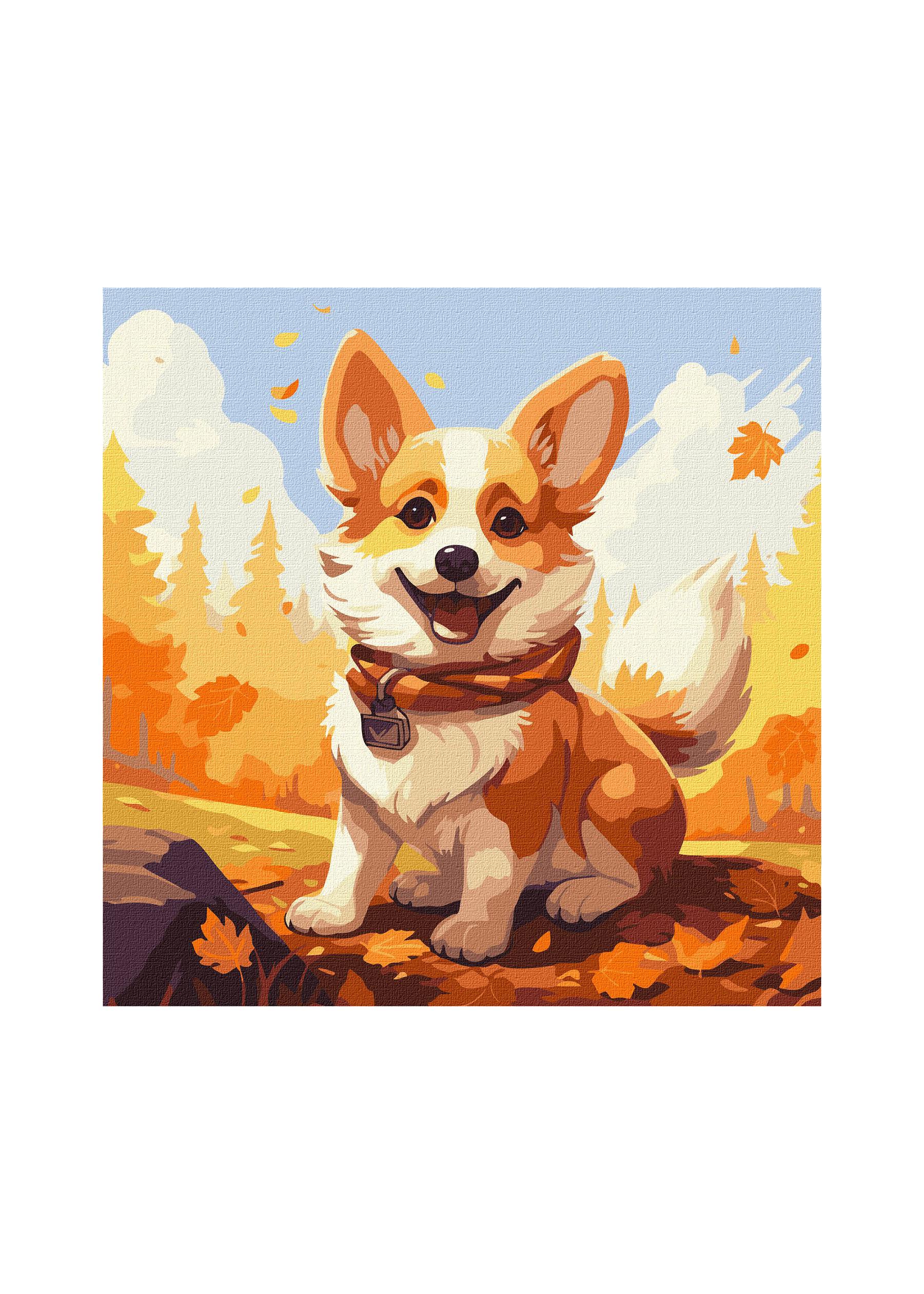 Картина по номерам Идейка Игривый корги 40х40 (КНO6535)
