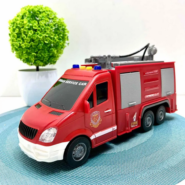 Пожежна машина JS139-40 гумові колеса рухомі деталі бризкає водою звук світло 27 см