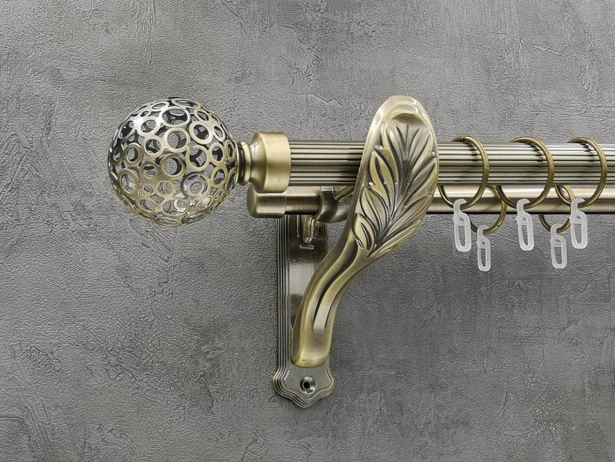 Карниз Quadrum Савона рифленая штанга двойной ретро 25/19 мм 240 см Антик (262049016)