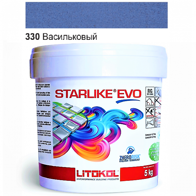 Затирка для плитки Litokol Starlike EVO 330 двокомпонентна епоксидна 5 кг Васильковий - фото 2