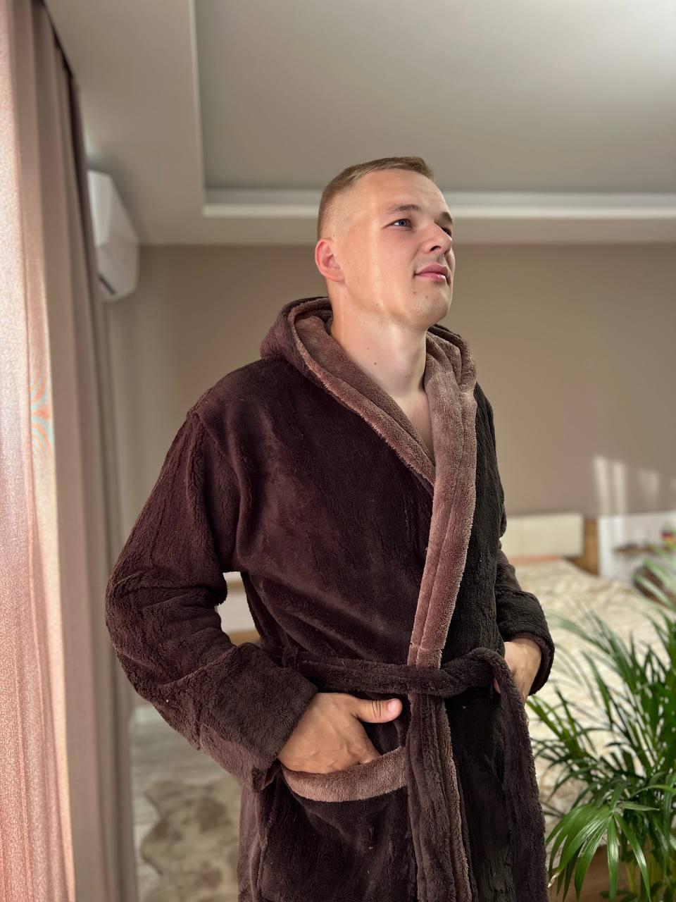 Халат мужской махровый на запах 3XL Коричневый (Д-Al-male-halat-004-04) - фото 2 Халат мужской махровый на запах 3XL Коричневый (Д-Al-male-halat-004-04) - фото 2