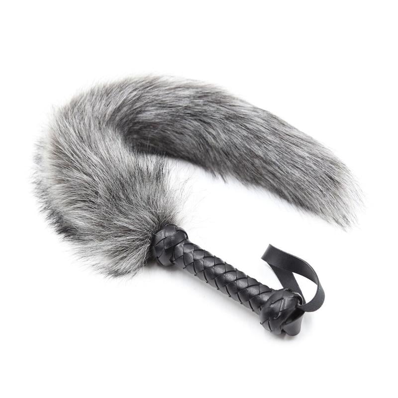 Хвост лисы меховой с рукояткой Fox Tail Whips Серый (1000058268)