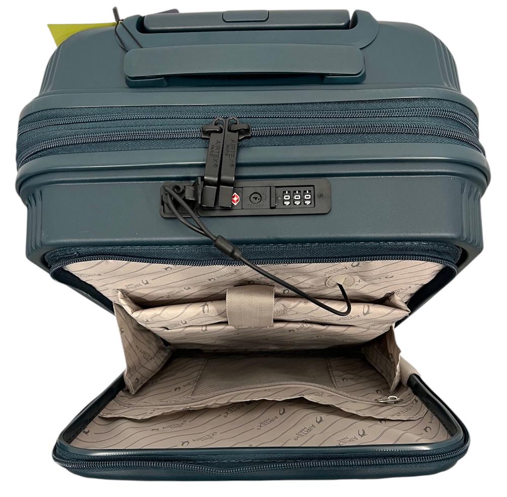 Чемодан малый под ручную кладь Airtex 647 полипропилен S Темно-зеленый - фото 4
