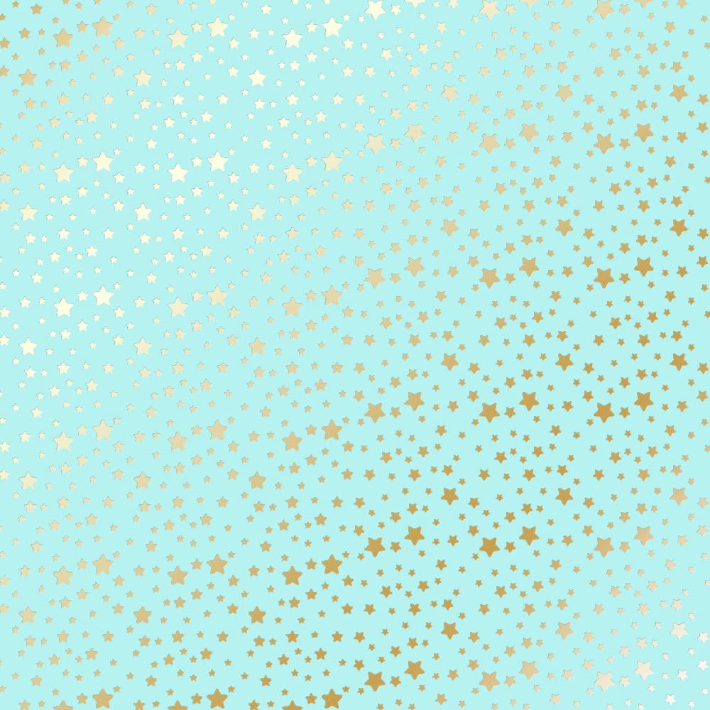 Лист паперу односторонній Golden stars з фольгуванням 30,5х30,5 см Turquoise