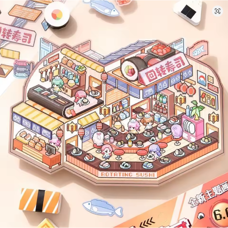 Набор наклеек стикеров румбокс 3D наклейки комната домик Суши ресторан (25-90)