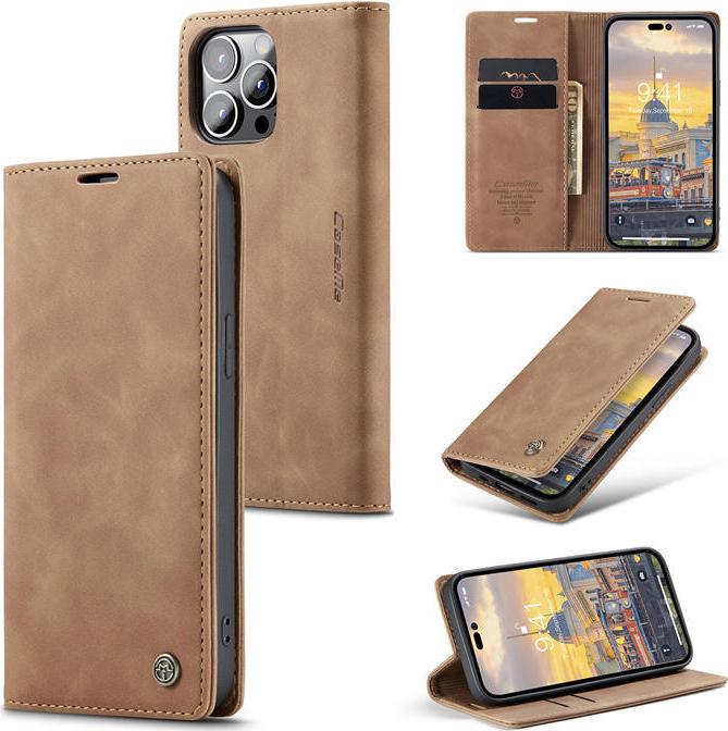 Чехол книжка с магнитом iPhone 14 Pro CaseMe Light Brown (30319-45)
