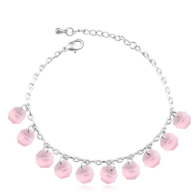 Браслет на ногу с кристаллами Сваровски 14084 Italina Розовый