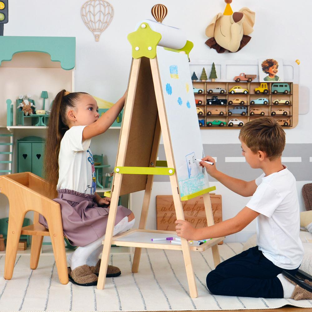 Мольберт детский двусторонний 5в1 с полкой и бумагой для творчества и обучения Lumik - фото 3 Мольберт детский двусторонний 5в1 с полкой и бумагой для творчества и обучения Lumik - фото 3