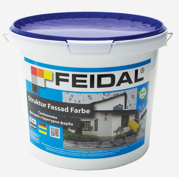 Фарба фасадна структурна Feidal Struktur Fassad Farbe силіконова матова база 5 л Білий (1815821830) - фото 1
