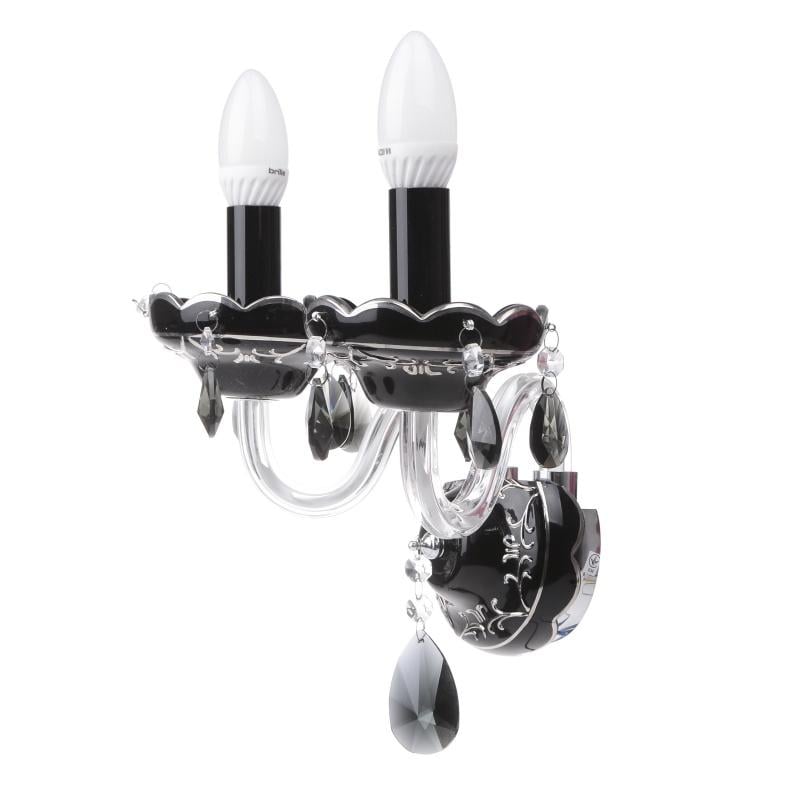 Бра настенное накладное свеча Brille BCL-274W/2 E14 в спальню хрустальное классическое