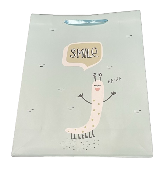 Подарочный пакет Stenson R32902-M Bow 26х32х10 см Голубой с монстриком (25441610)