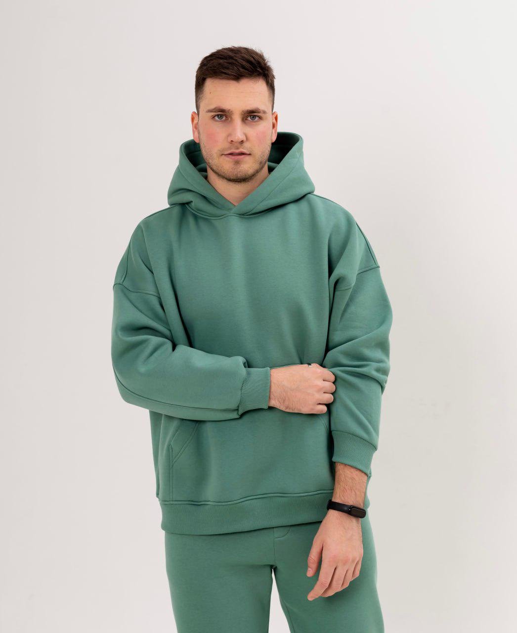 Спортивний костюм чоловічий Oversize Demi з начосом L/М Зелений (BL7390-888) - фото 2 Спортивний костюм чоловічий Oversize Demi з начосом L/М Зелений (BL7390-888) - фото 2