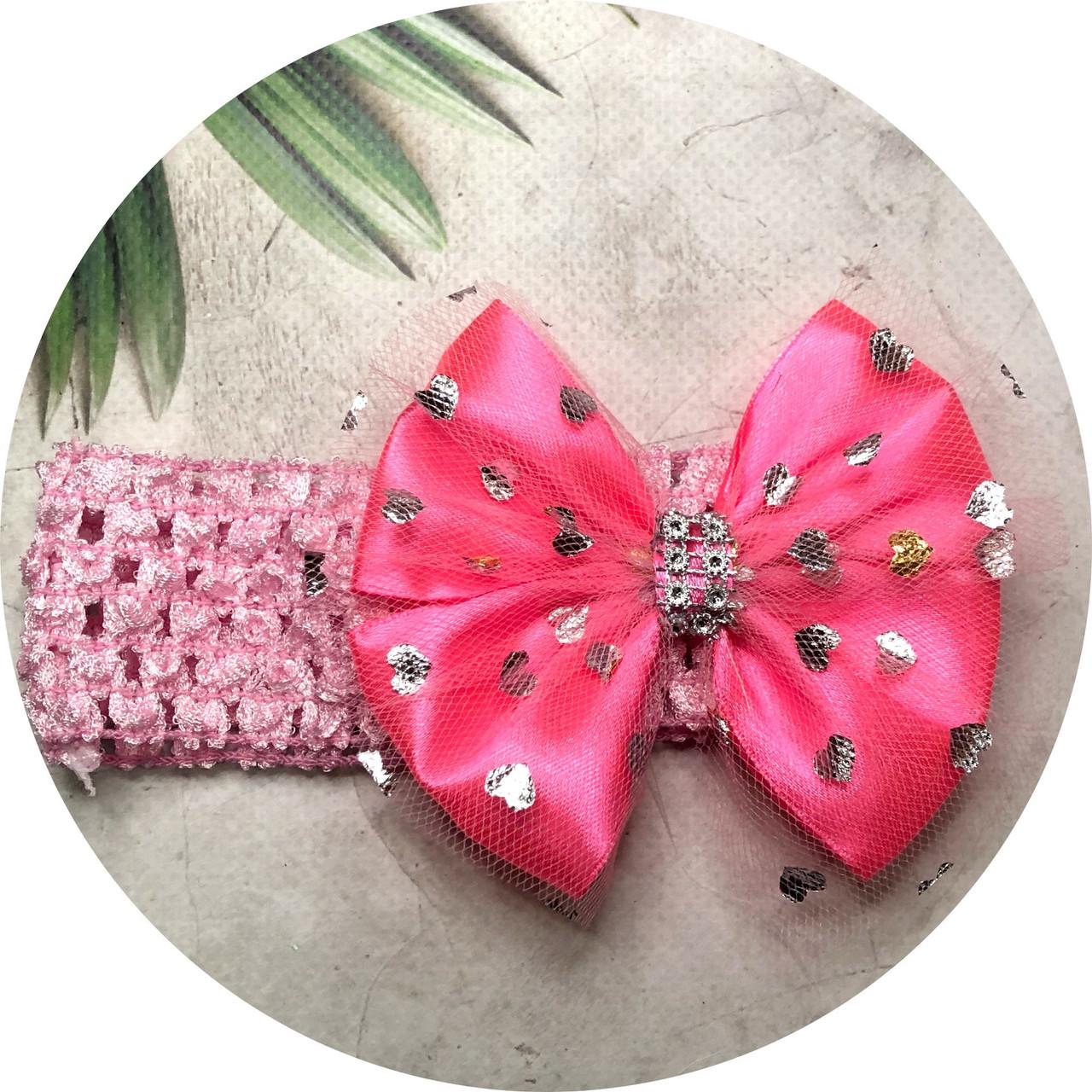 Повязка на голову с бантом Розовый (2589991)