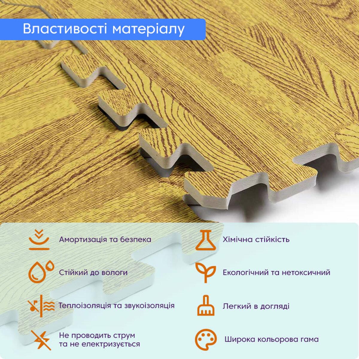 Резиновое покрытие пазл модульный 600x600x10 мм Желтое дерево (SW-00000210) - фото 3