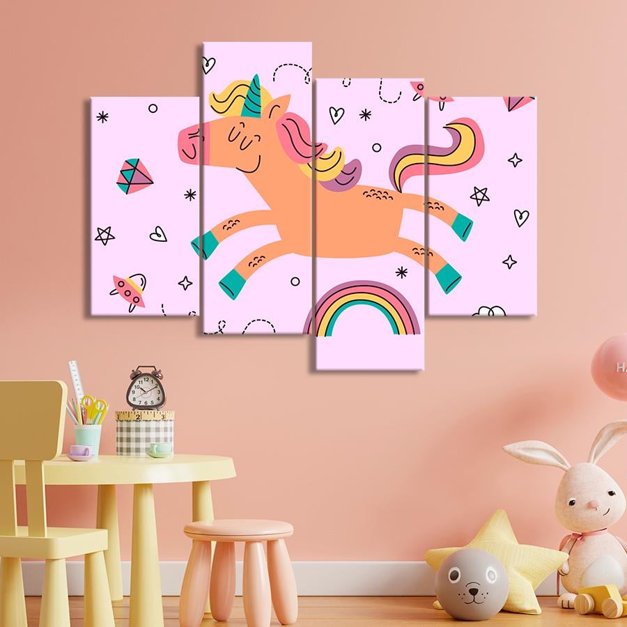 Картина в детскую комнату Детский рисунок Единорог 89x56 см (A1435-4)