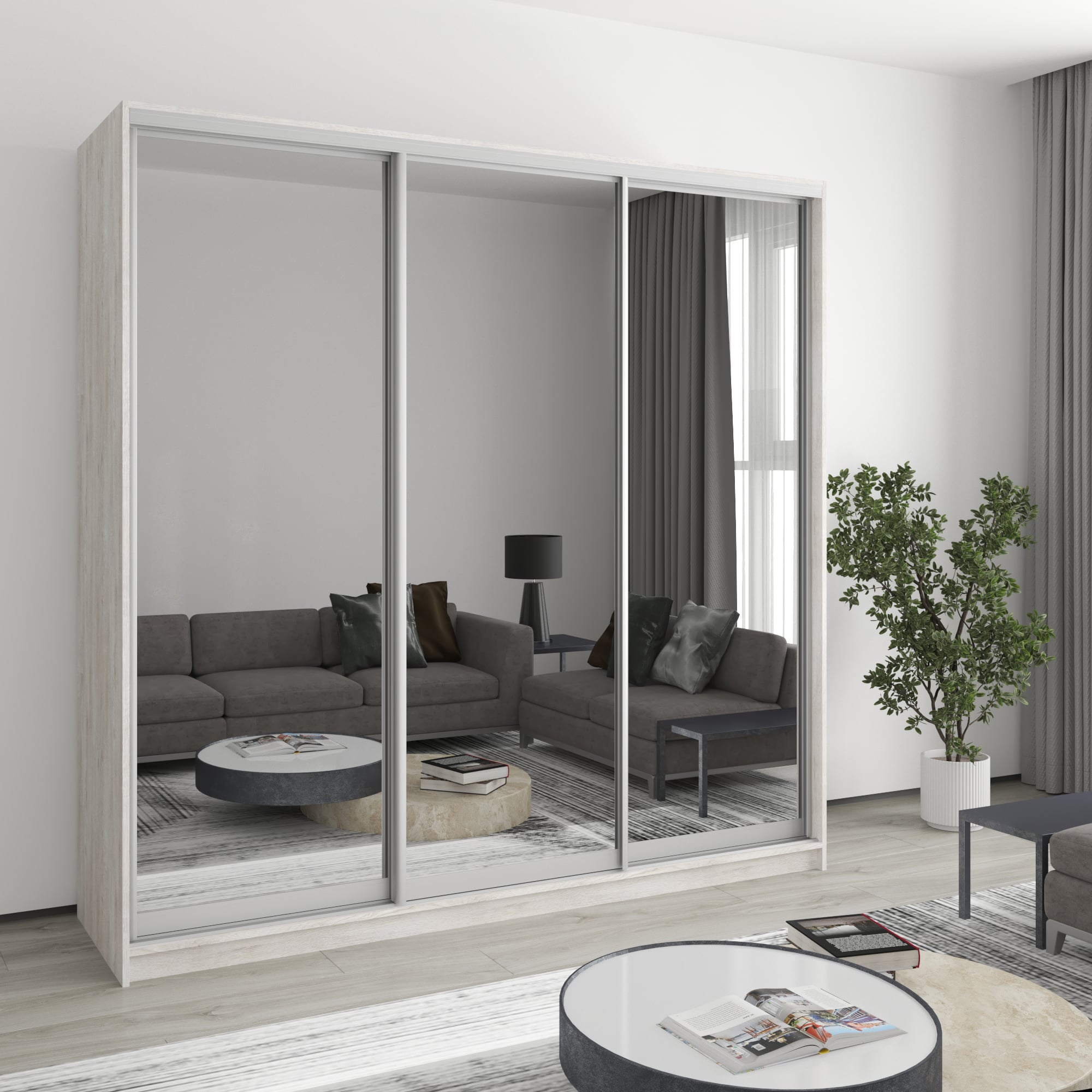 Шкаф-купе трехдверный Mebel Star Стандарт AL 210х45х210 см Аляска серый (MBS-3025)