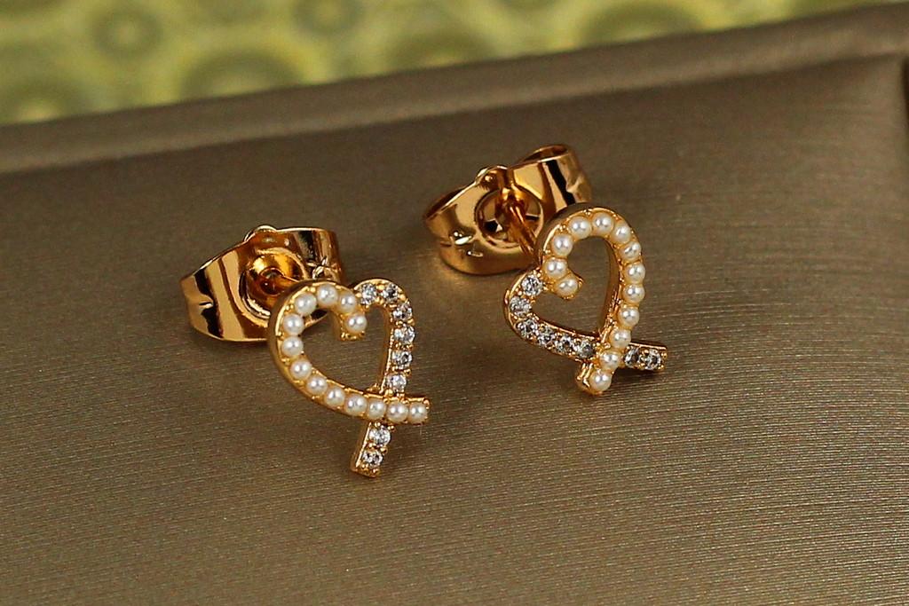 Серьги гвоздики Xuping Jewelry Сердце ободок 10 мм Золотистый (2089184104)