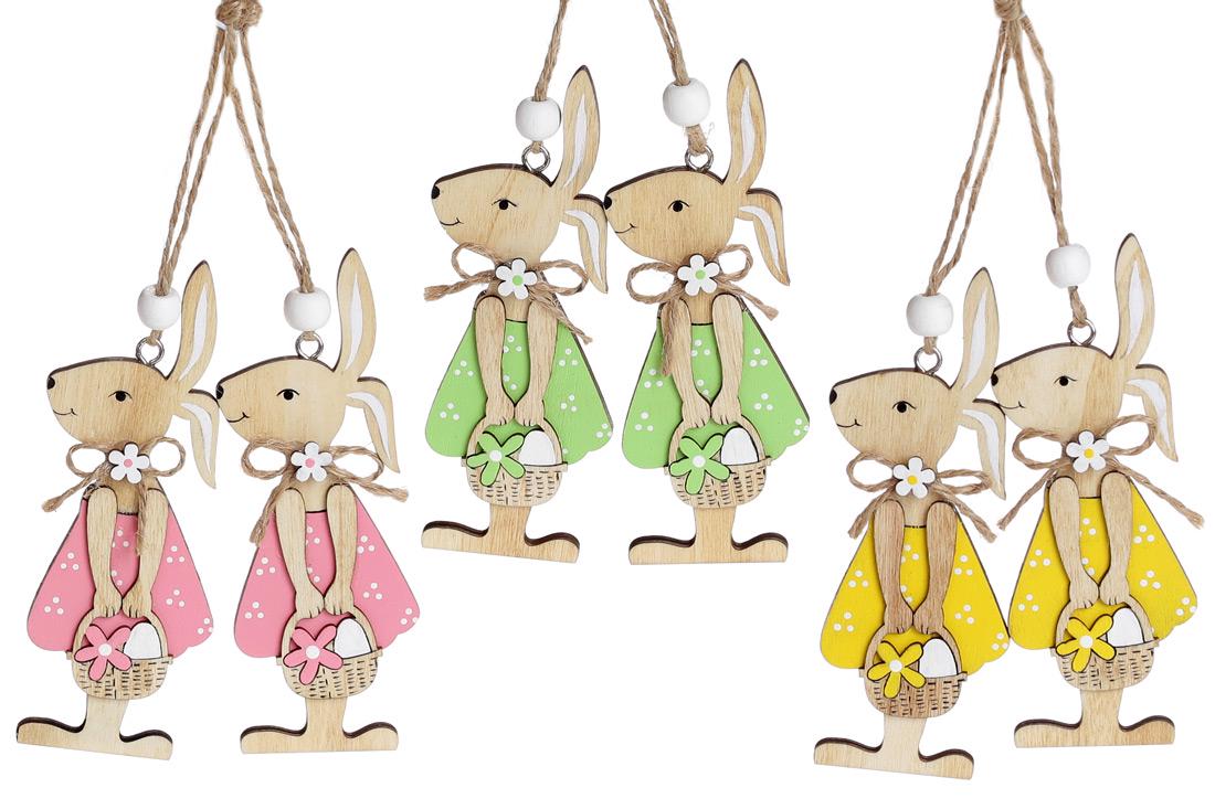 Набор пасхальных украшений на подвесе Кролик 3 дизайна по 2 шт. 12 см (781-970)