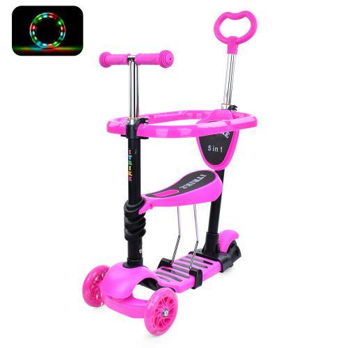 Самокат JR 3-103-P 5в1 складной 116 мм Розовый - фото 2 Самокат JR 3-103-P 5в1 складной 116 мм Розовый - фото 2