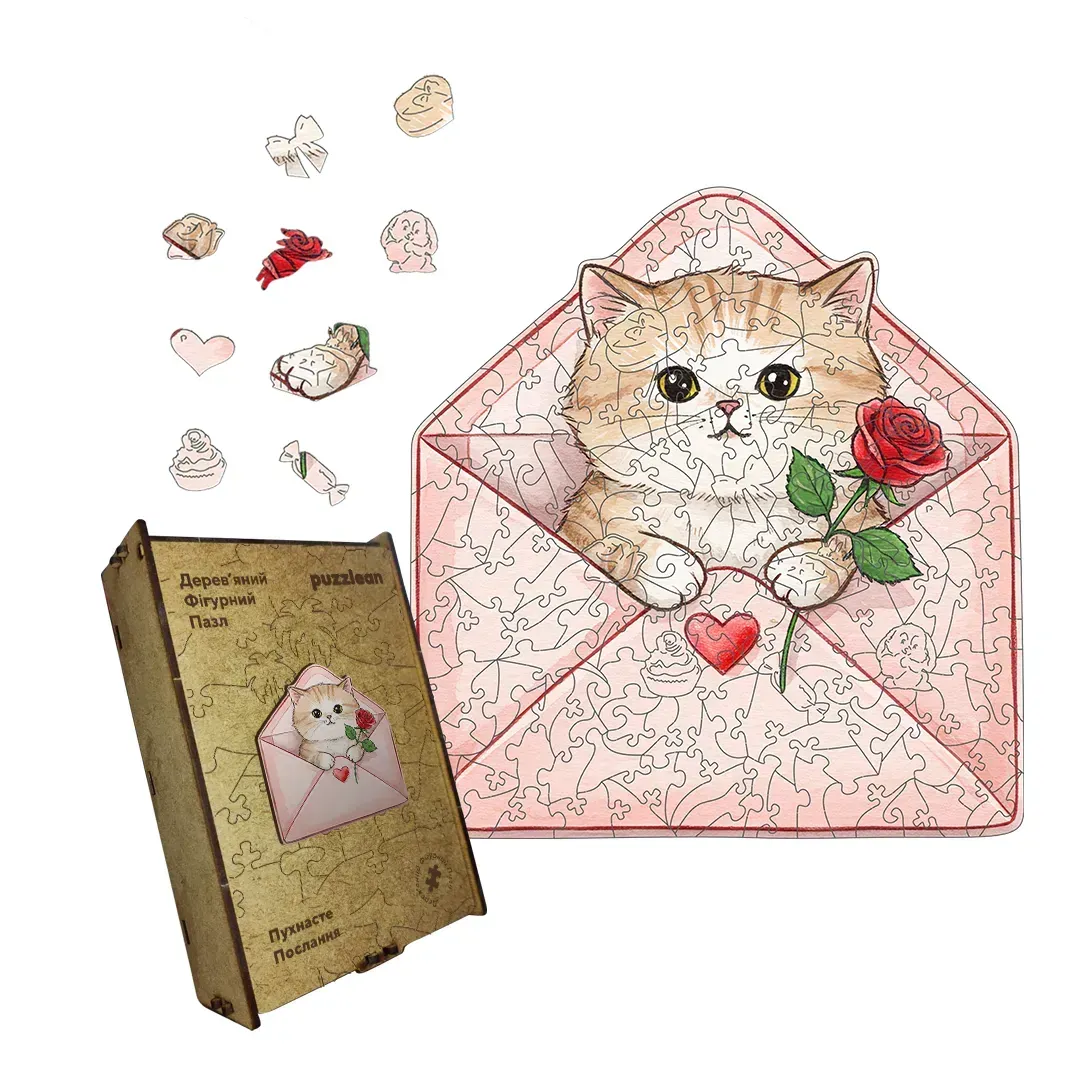 Пазл дерев'яний фігурний пухнасте послання А3 200 ел.