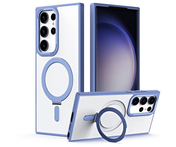 Чехол - накладка Magsafe Magnetic Ring для Samsung Galaxy S23 Ultra с магнитным кольцом Голубой