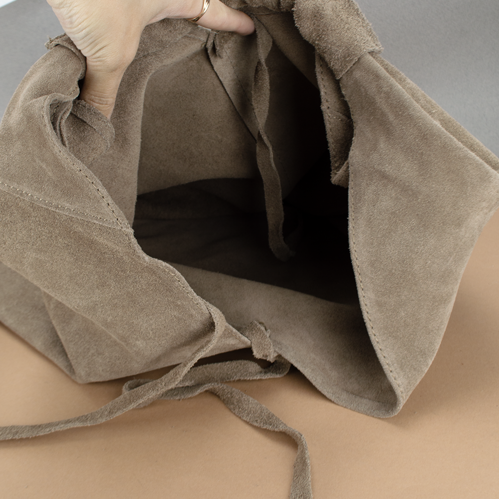 Сумка-шопер жіноча Virginia Conti 03801 замшева з гаманцем Темний тауп (2412988063) - фото 4