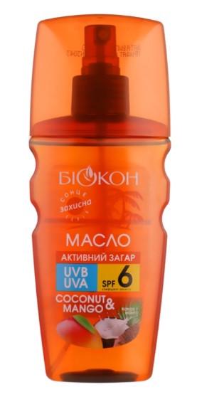 Масло для загара БІОКОН Активный загар Кокос и манго SPF-6 160 мл (2653816265)