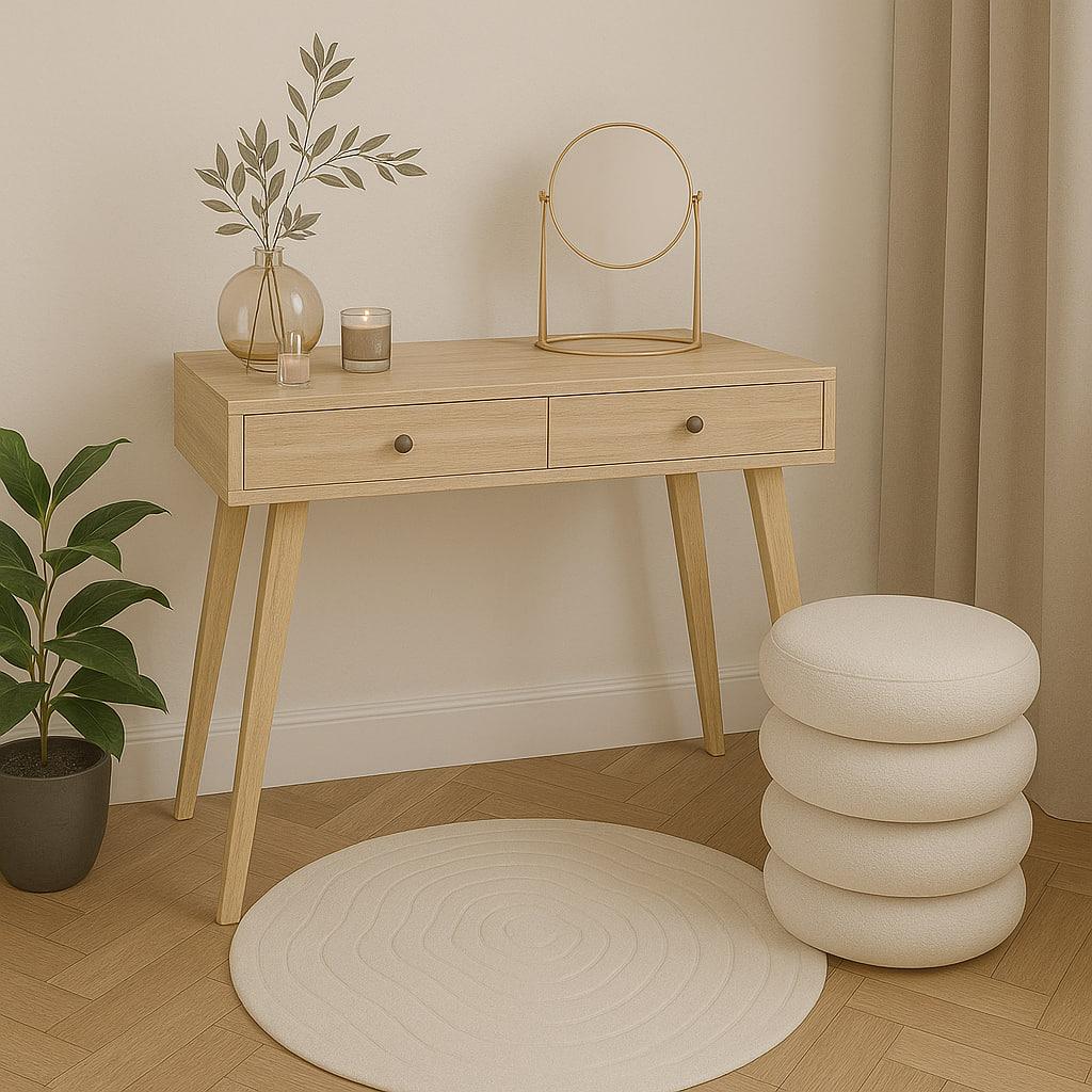 Туалетний столик New and Classic на дерев'яних ніжках 795x900x400 мм Дуб сонома (ТЗ-Сканді-5) Туалетний столик New and Classic на дерев'яних ніжках 795x900x400 мм Дуб сонома (ТЗ-Сканді-5)