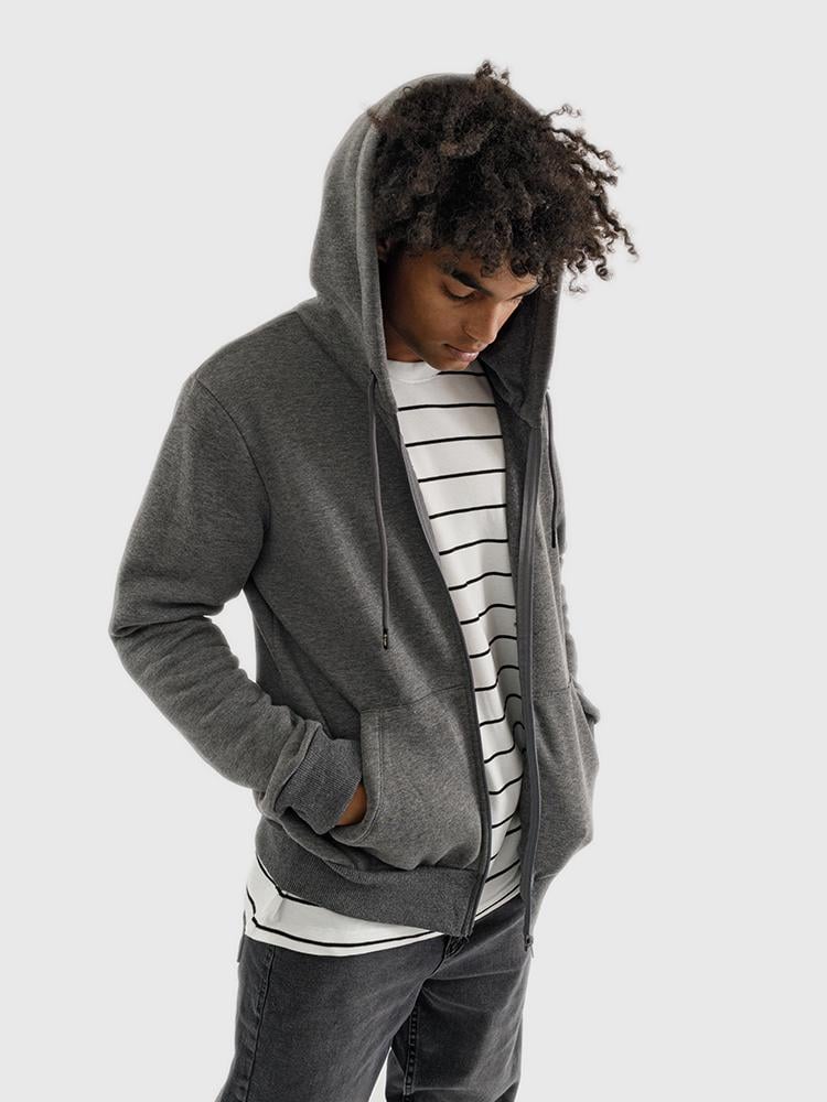 Толстовка чоловіча на блискавці ЦБ-00222340 р. 44 Темно-сірий (SKT000915003)