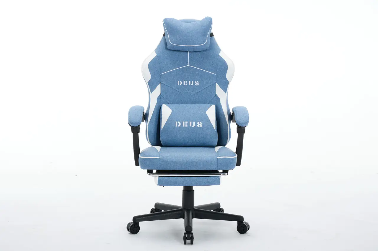 Крісло комп'ютерне Deus ED09 текстиль із підставкою для ніг Блакитний (2981) - фото 2