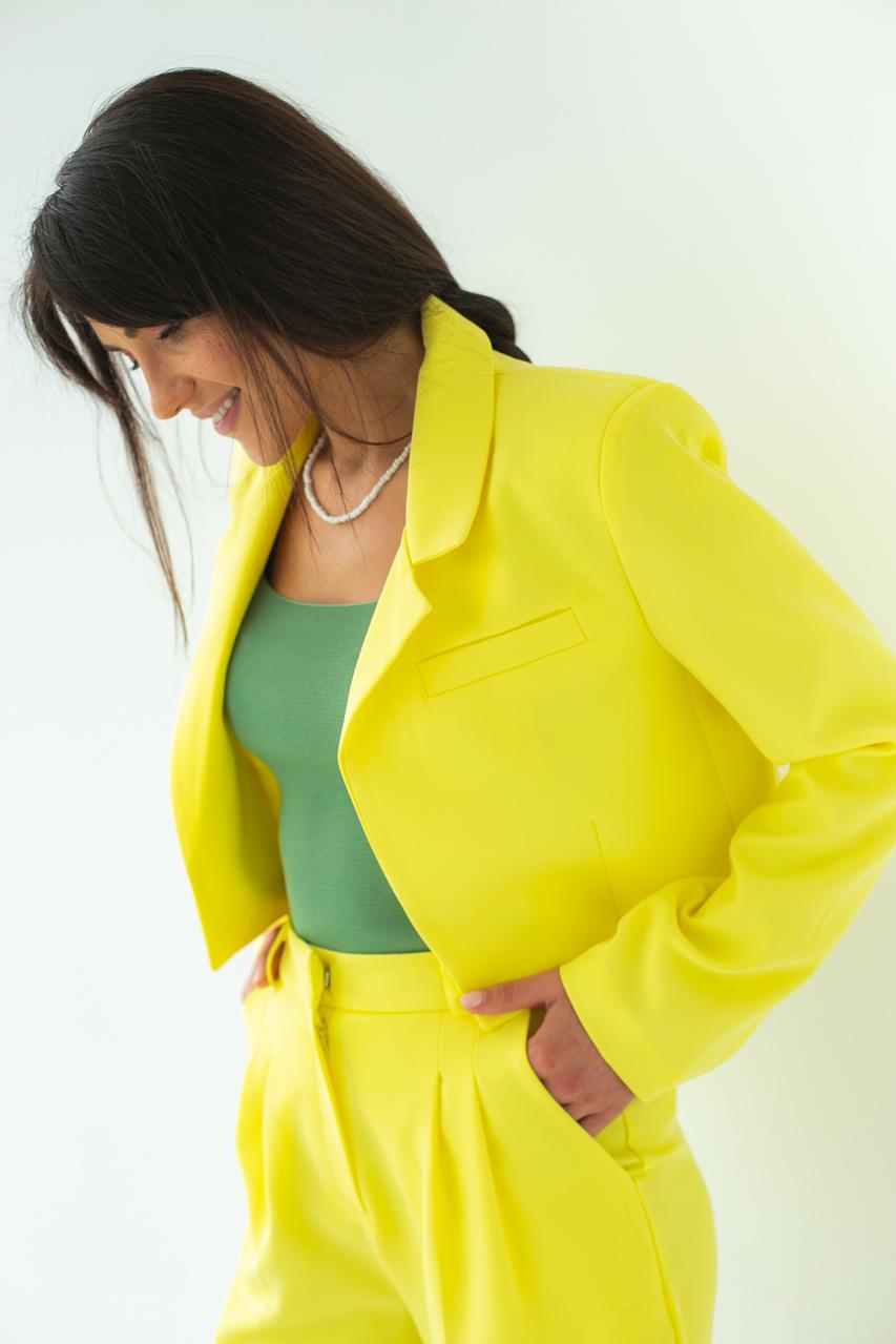 Жакет укороченного фасона QU STYLE XS/S Желтый (9528197) - фото 4 Жакет укороченного фасона QU STYLE XS/S Желтый (9528197) - фото 4