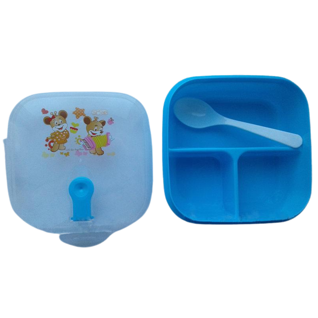 Ланч бокс пищевой с ложкой Stenson 1081 14,5х14,5х5,5 см Голубой