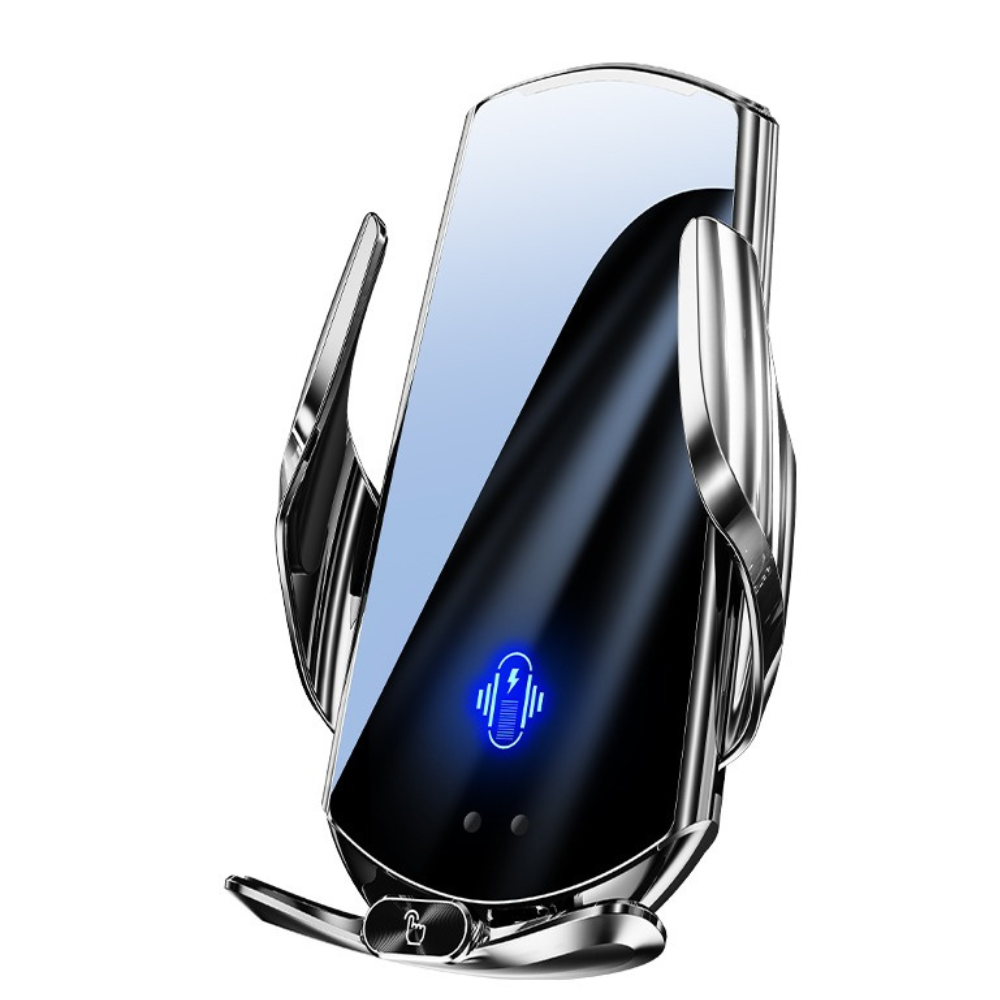 Держатель для телефона автомобильный с беспроводной магнитной зарядкой 15W Type-C Micro Lightning Серебристый